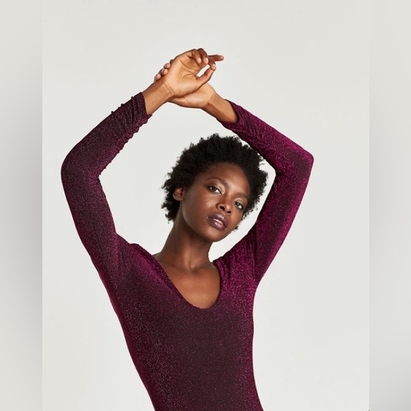 Zara Shimmery Knit Bodysuit Size Medium- NWT - Picture 4 of 8